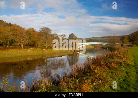 Bigsweir Brücke und Fluss Wye im Herbst Monmouthshire Wales UK Stockfoto