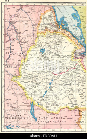 Äthiopien: Eritrea Abessinien Französisch-Somaliland Dschibuti. HARMSWORTH, 1920-Karte Stockfoto