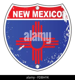 New Mexico-Flaggen-Icons als interstate Zeichen auf einem weißen Hintergrund Stock Vektor