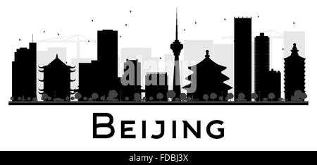 Beijing City Skyline schwarz-weiß Silhouette. Vektor-Illustration. Einfache flache Konzept für Tourismus Präsentation, banner Stock Vektor