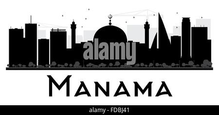 Manama City Skyline schwarz-weiß Silhouette. Vektor-Illustration. Einfache flache Konzept für Tourismus Präsentation, banner Stock Vektor