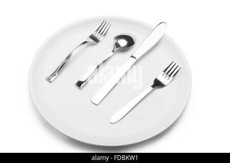 Platte arrangieren Utensil leer niemand Stockfoto
