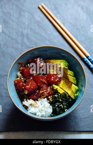 Traditionelles Gericht der hawaiischen Poke Thunfisch Stockfoto