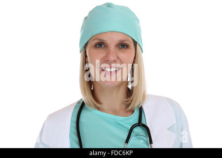 Junger Arzt Krankenschwester Frau Porträt Beruf Job isoliert auf weißem Hintergrund Stockfoto