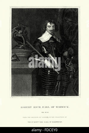 Robert Rich, war 2. Earl of Warwick (5 Juni 1587 – 19. April 1658), ein englischer Kolonialbeamter, Admiral und Puritaner. Stockfoto