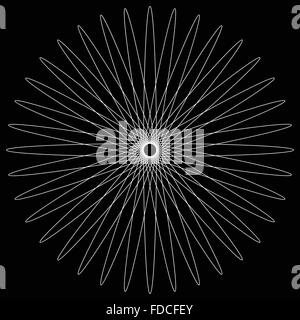 Spirograph Muster wie rotierende Spirale, Wirbel-Form. Abstrakte monochrome Element. Stock Vektor