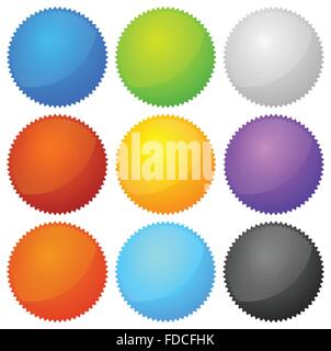 Bunte Starburst, Abzeichen Formen mit dem leeren Raum. Stock Vektor