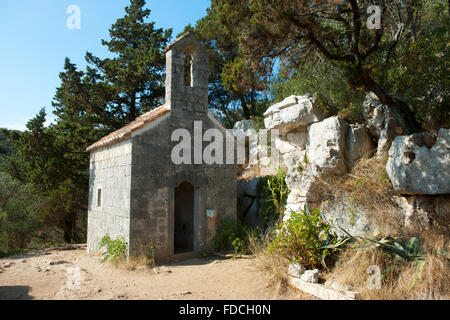 Fernsehreihe, Dalmatien, Insel Mljet, Kapelle am Kloster der Hl. Maria Im Nationalpark Mljet Stockfoto