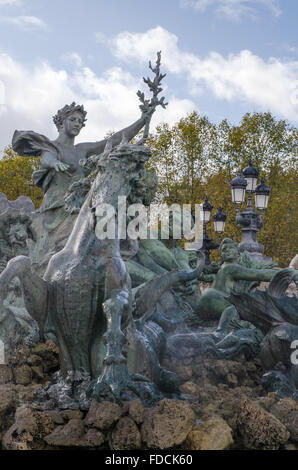 Bestandteil der Brunnen Monument Aux Girondins, Place des Quinconces, Bordeaux, Aquitanien, Frankreich Stockfoto