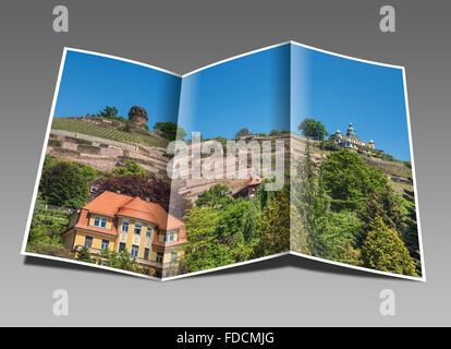 Weinberge, ein Landhaus, Radebeul bei Dresden, Sachsen, Deutschland, Europa, Bismarckturm und Spitzhaus Stockfoto