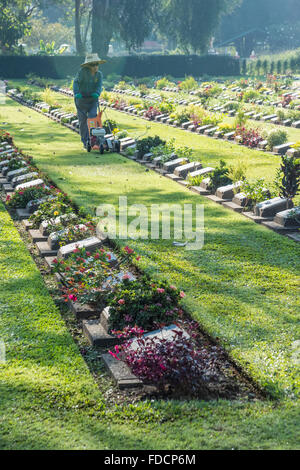 Thailand, Kanchanaburi, WWII CWGC Friedhof für diejenigen, die beim Bau der Burma-Siam Death Railway starben Stockfoto