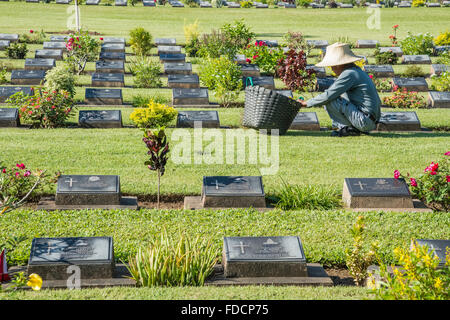 Thailand, Kanchanaburi, WWII CWGC Friedhof für diejenigen, die beim Bau der Burma-Siam Death Railway starben Stockfoto