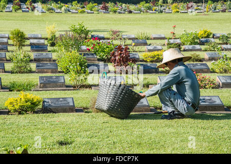 Thailand, Kanchanaburi, WWII CWGC Friedhof für diejenigen, die beim Bau der Burma-Siam Death Railway starben Stockfoto