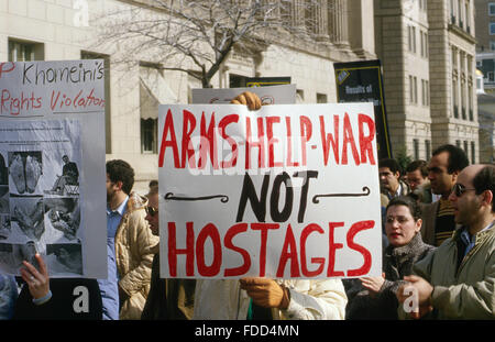 Washington, DC, USA, 7. Februar 1987 iranische Bürger Protest gegen die Khomeini Regierung, die die Pahlavi-Regierung Kredit stürzte: Mark Reinstein Stockfoto