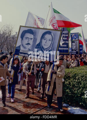 Washington, DC, USA, 7. Februar 1987 iranische Bürger Protest gegen die Khomeini Regierung, die die Pahlavi-Regierung Kredit stürzte: Mark Reinstein Stockfoto
