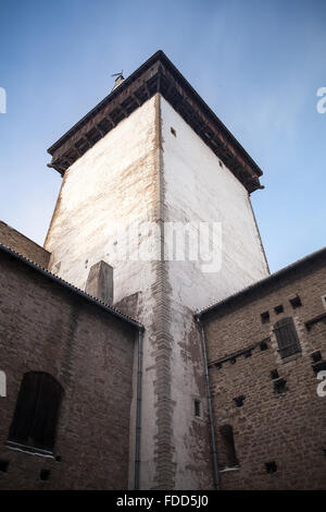 Turm und Mauern der Burg Herman oder Hermanni Linnus in Narva. Estland. Vertikale Foto Stockfoto