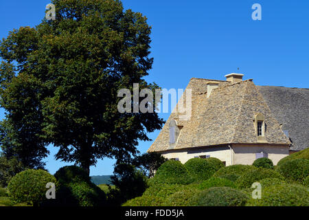 Überhängenden Gärten von Marqueyssac, Vezac, Dordogne, Perigord, Aquitanien, Frankreich Europa Stockfoto