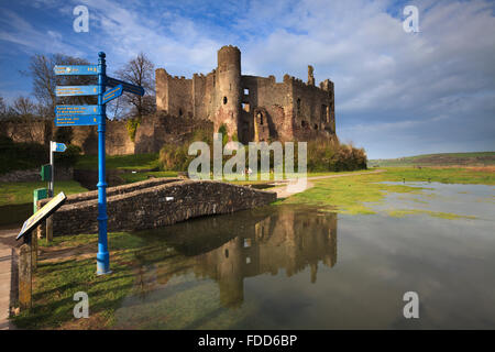 Laugharne Castle in Carmarthenshire in Süd-Wales Stockfoto