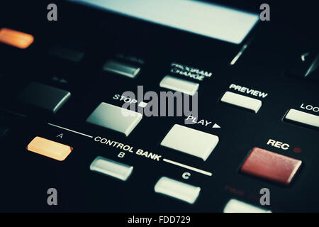 Stop, Play und Rec Tasten des modernen MIDI-Controller. Stockfoto