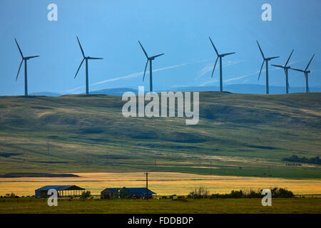 Windpark im Süden von Alberta, Kanada Stockfoto