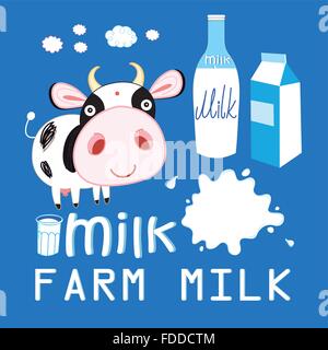 Bcow Flasche Milch Stock Vektor