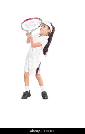 Nur 1 Person Wettbewerb bestimmung Mädchen junge Spieler des Schlägers sports student Tennis Stockfoto