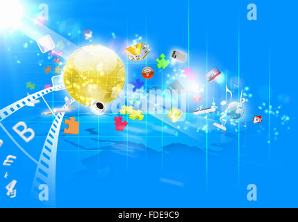 Hightech-Medien Geschäftserfahrung mit Symbolen und icons Stockfoto