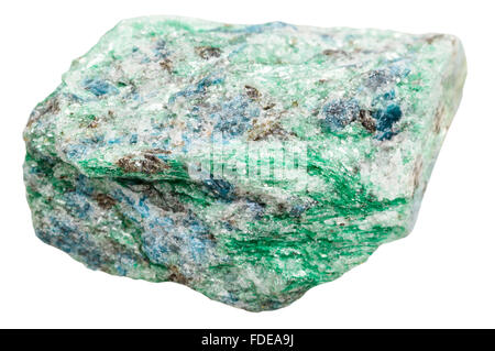 Makroaufnahmen Kollektion Naturstein - grüne Fuchsite (Chrom-Glimmer) Mineral Stein isoliert auf weißem Hintergrund Stockfoto