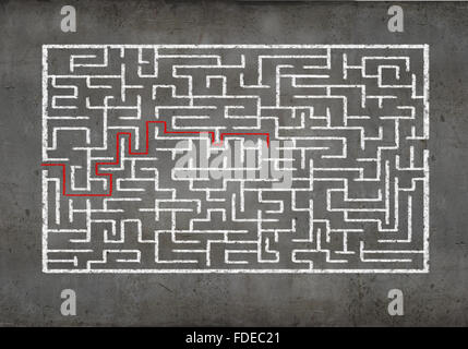Abstrakte Labyrinth vor weißem Hintergrund gezeichnet. Lösung finden Stockfoto