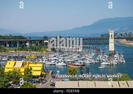 False Creek Marina auf Granville Island, Vancouver, Britisch-Kolumbien, Kanada Stockfoto