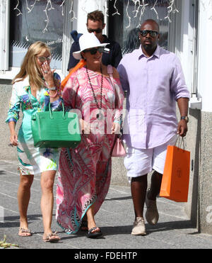 Kris Jenner and boyfriend Corey Gamble go shopping at Hermes in St Barths.  The couple had spent the day aboard the vessel which is being rented by her  friend Nancy C Rogers