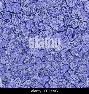 Vektor Doodle Blätter & Paisleys Musterdesign. Wellenmuster für Hintergrund, Wallpaper, Notebook-Hülle, Textile erstellt. Stock Vektor