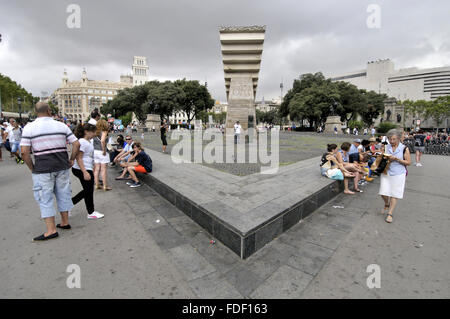 Catalunya Platz. Denkmal für katalanische Politiker Francesc Macià. Bildhauer Josep Maria Subirachs, Barcelona-Katalonien-Spanien Stockfoto