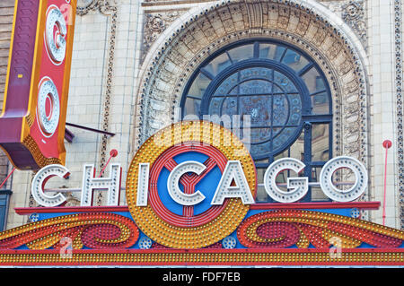 Chicago, USA: Repräsentant des Chicago Theater, ursprünglich als Balaban und Katz Chicago Theater, Sehenswürdigkeiten auf North State Street bekannt in 1921 Stockfoto