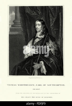 Thomas Wriothesley, 4. Earl of Southampton, ein überzeugter Anhänger von König Charles II, die nach der Wiederherstellung der Monarchie in Stockfoto