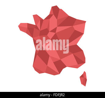 Frankreich-Karte im low-poly Stockfoto