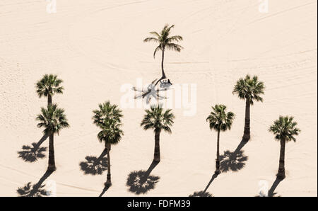 Paar unter Palmen am Strand von Las Teresitas in der Nähe von Santa Cruz auf Teneriffa, Kanarische Inseln, Spanien Stockfoto