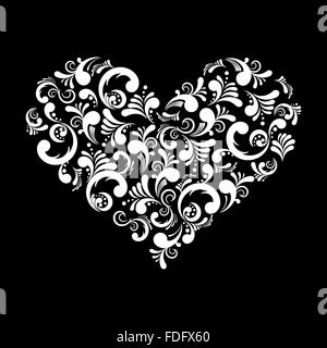Vektor-Illustration eines schönen abstrakten Herzens auf schwarzem Hintergrund isoliert Stock Vektor