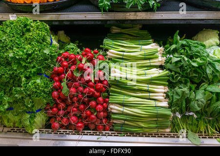 Frischer Salat Gemüse zum Verkauf in einem Supermarkt Stockfoto