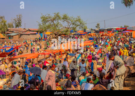 Sonntagsmarkt in Lalibela, Äthiopien. Stockfoto