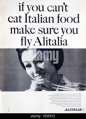 1960er Jahre Werbung Werbung Alitalia. Stockfoto