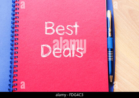 Die besten deals Text Konzept schreiben auf Notizbuch mit Stift Stockfoto