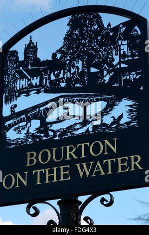 Bourton auf dem Wasser-Schild Stockfoto