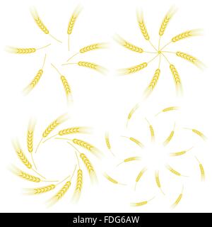 Gelbe Ähren Weizen-Icon-Set Stock Vektor