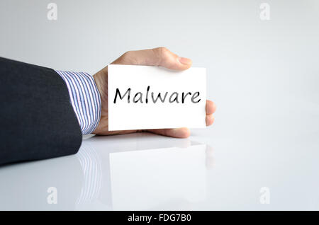 Malware-Textkonzept isoliert auf weißem Hintergrund Stockfoto