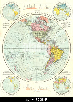 Welt: westliche Hemisphäre. Speck, 1895 Antike Landkarte Stockfoto