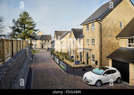 Neue Häuser von Haarspange Quernmore Park in Lancaster Entwicklung neuer Stein Straße modernen urbanen Wohnstil Privathäuser Stockfoto