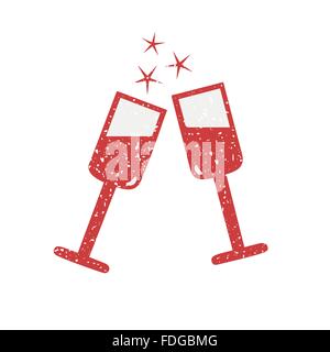 Zwei Gläser Wein, in weißem Kies bedeckt Stock Vektor