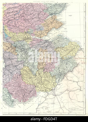 Schottland Süd Ost: Firth of Forth Tay Edinburgh Glasgow Borders.Bacon, 1895 Karte Stockfoto