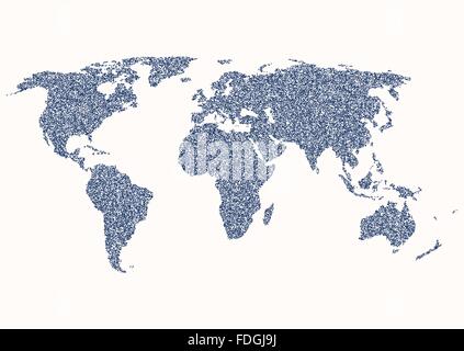 Weltkarte der Zeichnung auf weißem Hintergrund Stock Vektor